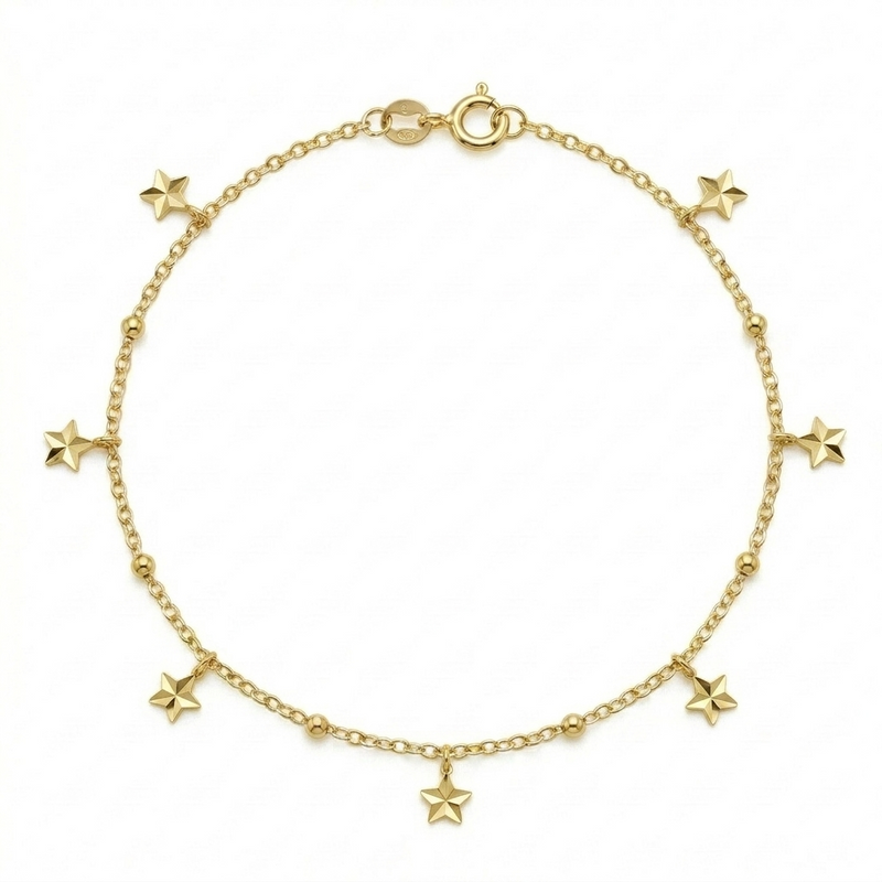 18k Gold Star Ball Anklet - ad collection - Embellish Gold Jewelry & Diamond