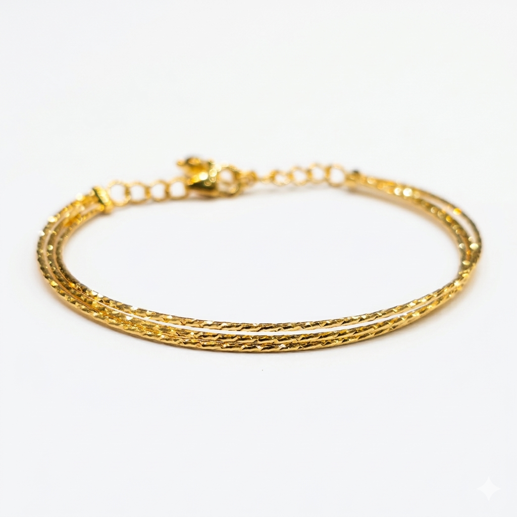 18k Gold String Inspired Bangle - 18k Gold Bangle - Embellish Gold Jewelry & Diamond