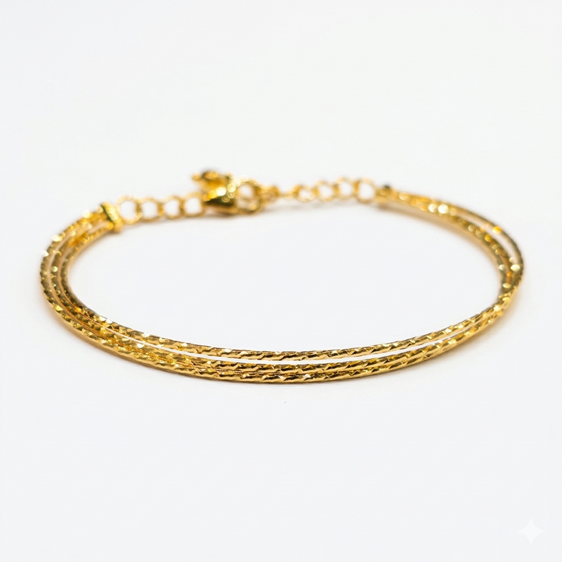 18k Gold String Inspired Bangle - 18k Gold Bangle - Embellish Gold Jewelry & Diamond