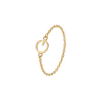 Gold bracelet with a chain design on a white background