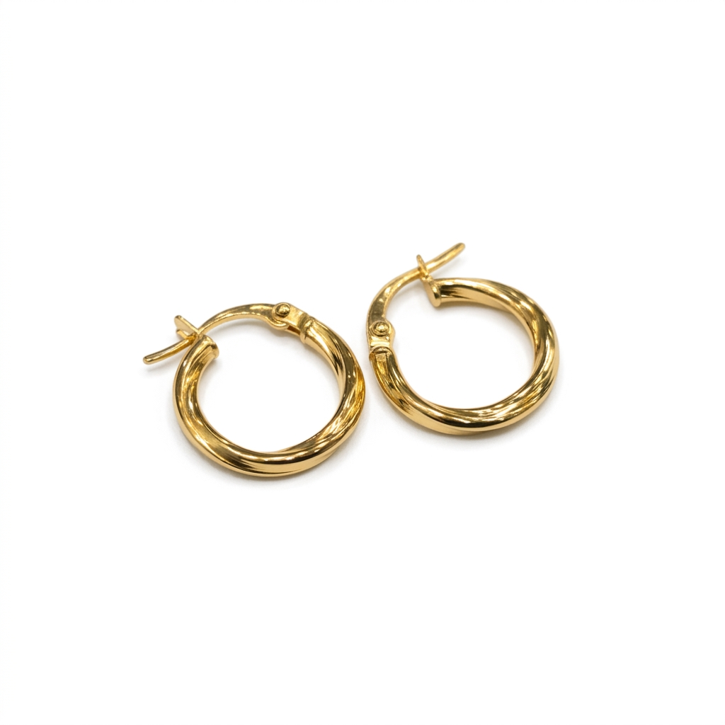 18k Gold Plain Light Loop Earrings