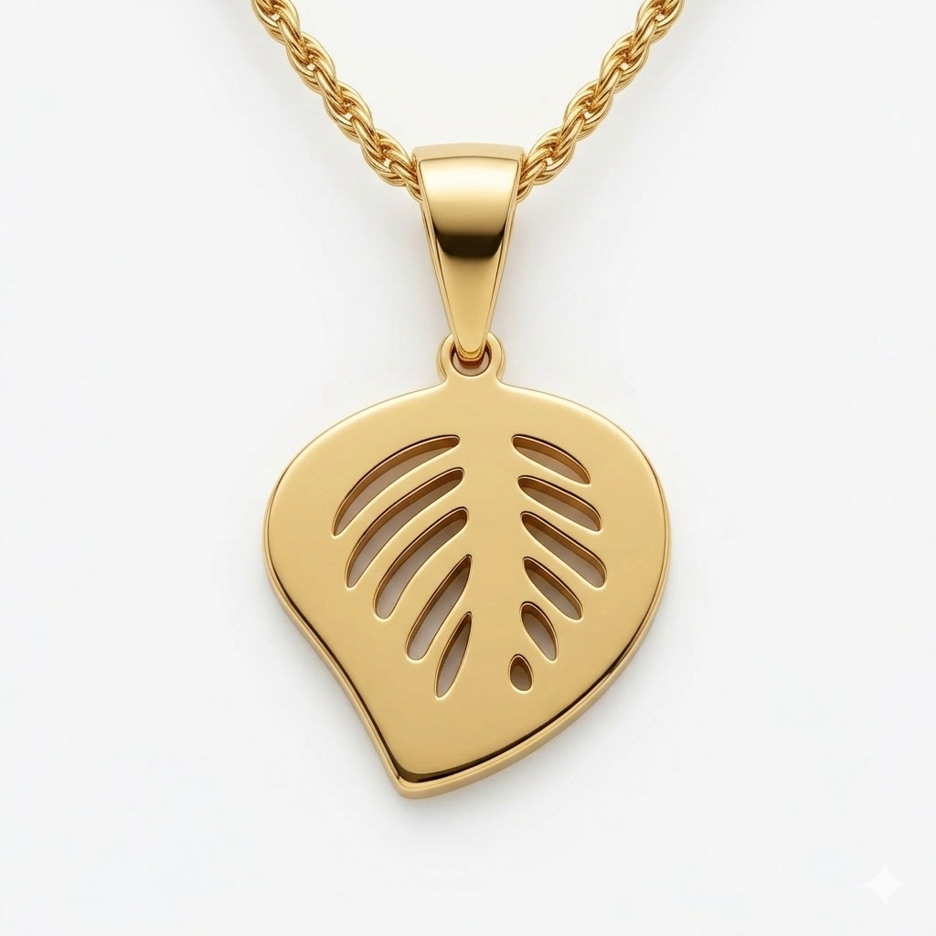 18K Real Gold Pure Leaf Necklace - Festive Collection - Embellish Gold