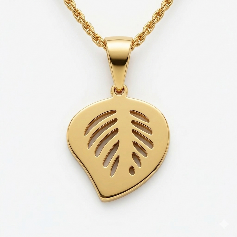18K Real Gold Pure Leaf Necklace - مجموعة احتفالية - Embellish Gold