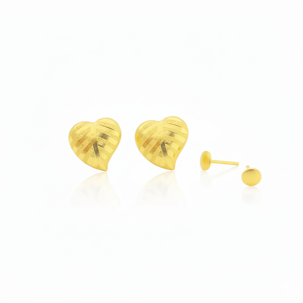 18K Real Saudi Gold Leaf Screw Earrings 037 - 18k Gold Earrings - Embellish Gold