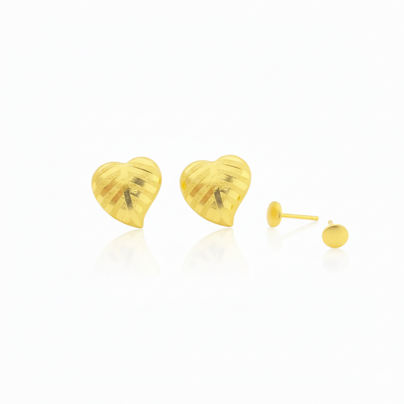 18K Real Saudi Gold Leaf Screw Earrings 037 - 18k Gold Earrings - Embellish Gold