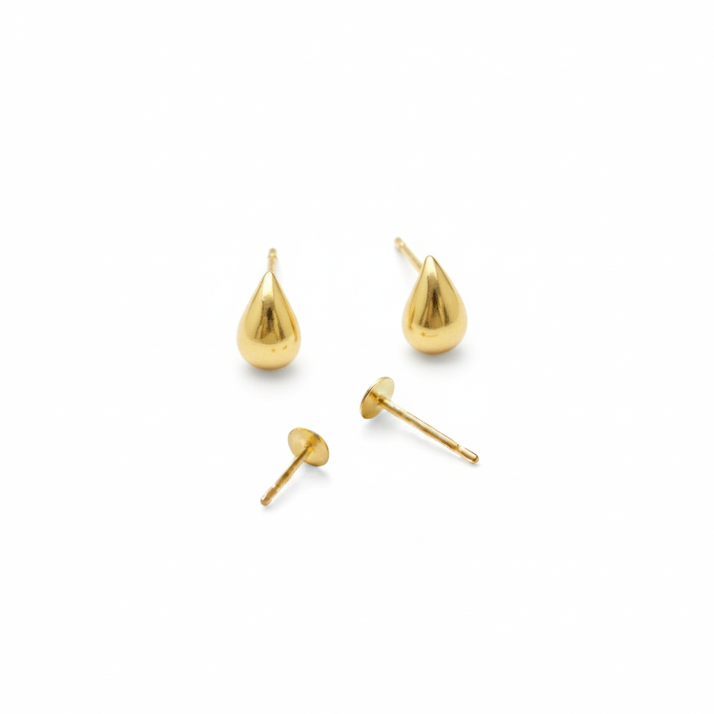 18K Real Gold Tear Drop Earrings