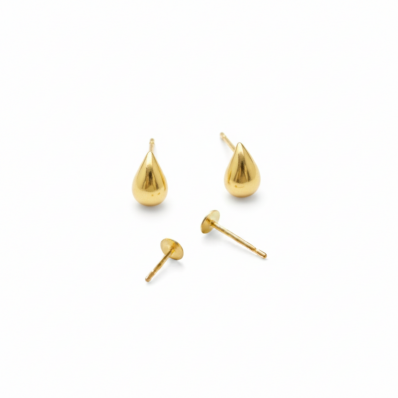 18K Real Gold Tear Drop Earrings - 18k Gold Earrings - Embellish Gold