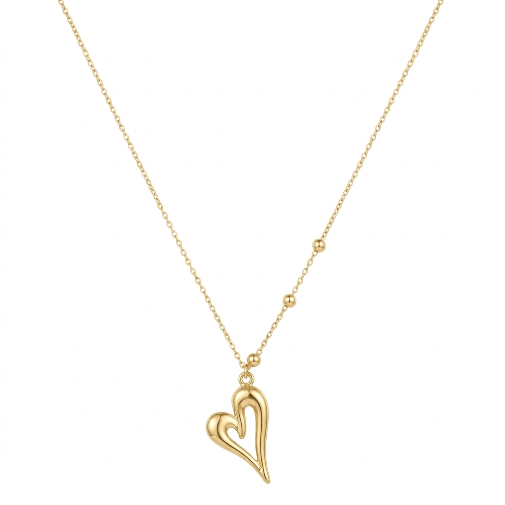 18k Gold Sexy Heart Ball Necklace - 18k Gold Necklace - Embellish Gold Jewelry & Diamond