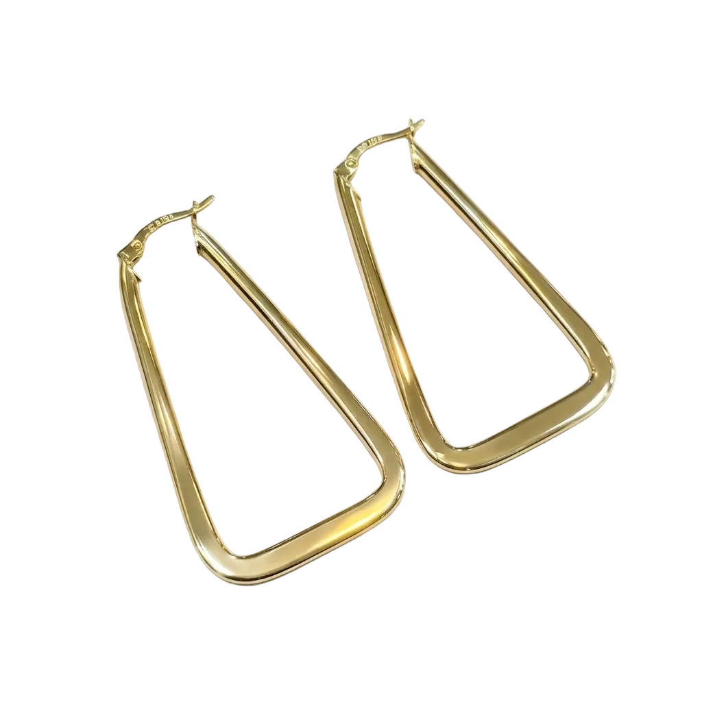 18k Gold Rectangle Inspired Loop Earrings - 18k Gold Earrings - Embellish Gold Jewelry & Diamond