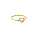 Gold ring with a heart design on a white background