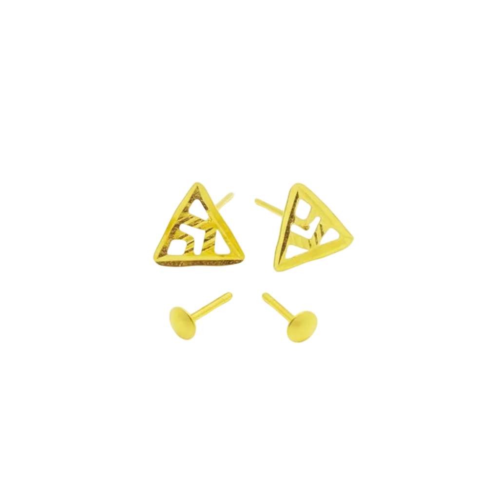 18K Real Gold Triangle Hole Earrings - 18k Gold Earrings - Embellish Gold