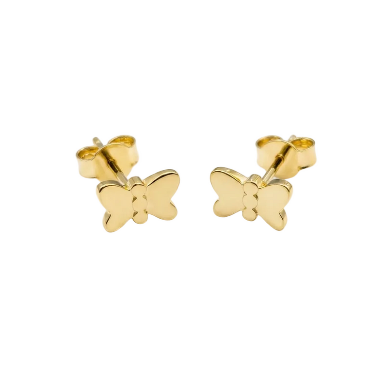 18k Gold Solid Butterfly Stud Earrings - 18k Gold Earrings - Embellish Gold Jewelry & Diamond