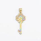 18k Gold 4 Line Petal Key Pendant
