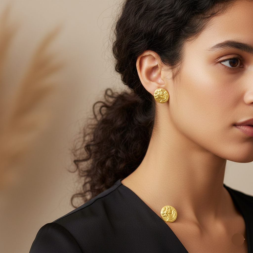 18K Gold Queen Diana Screw Earrings - 18k Gold Earrings - Embellish Gold
