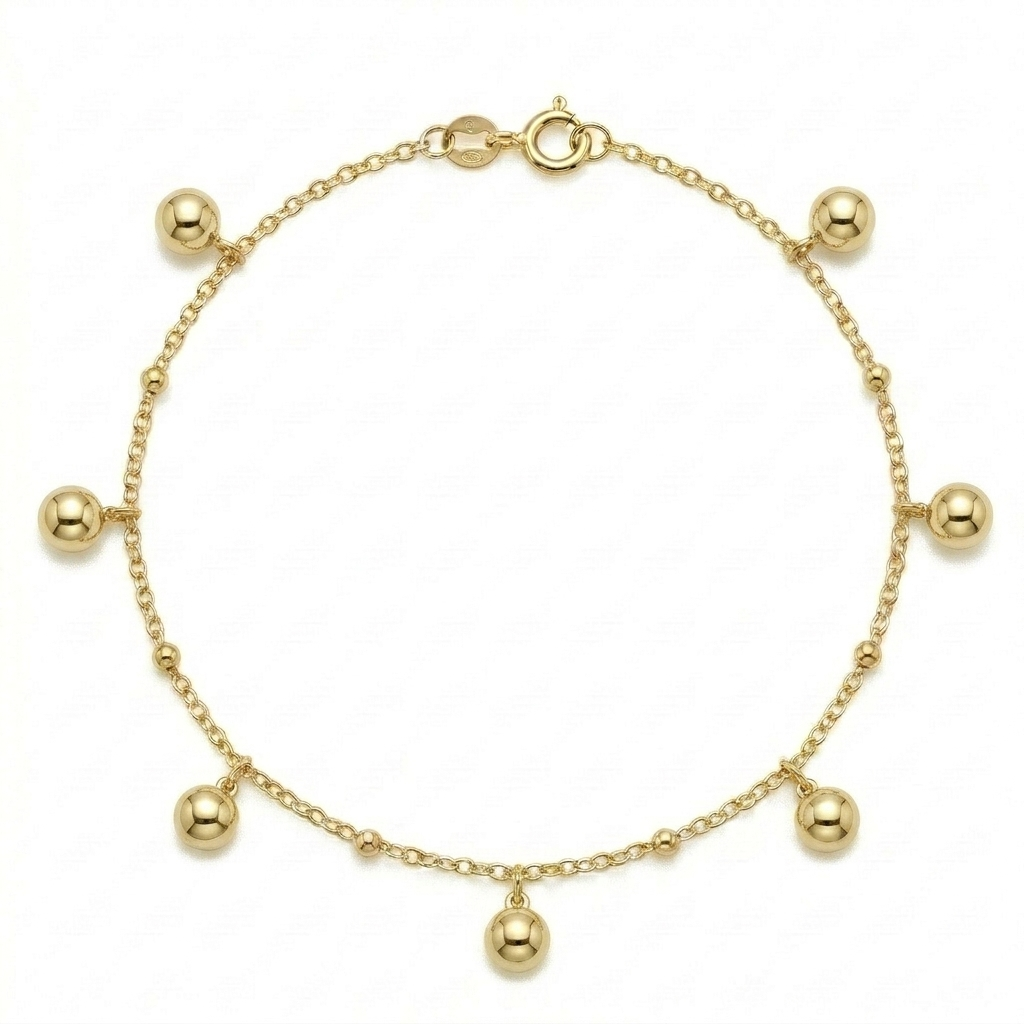 18k Gold Small & Big Ball Anklet - ad collection - Embellish Gold Jewelry & Diamond