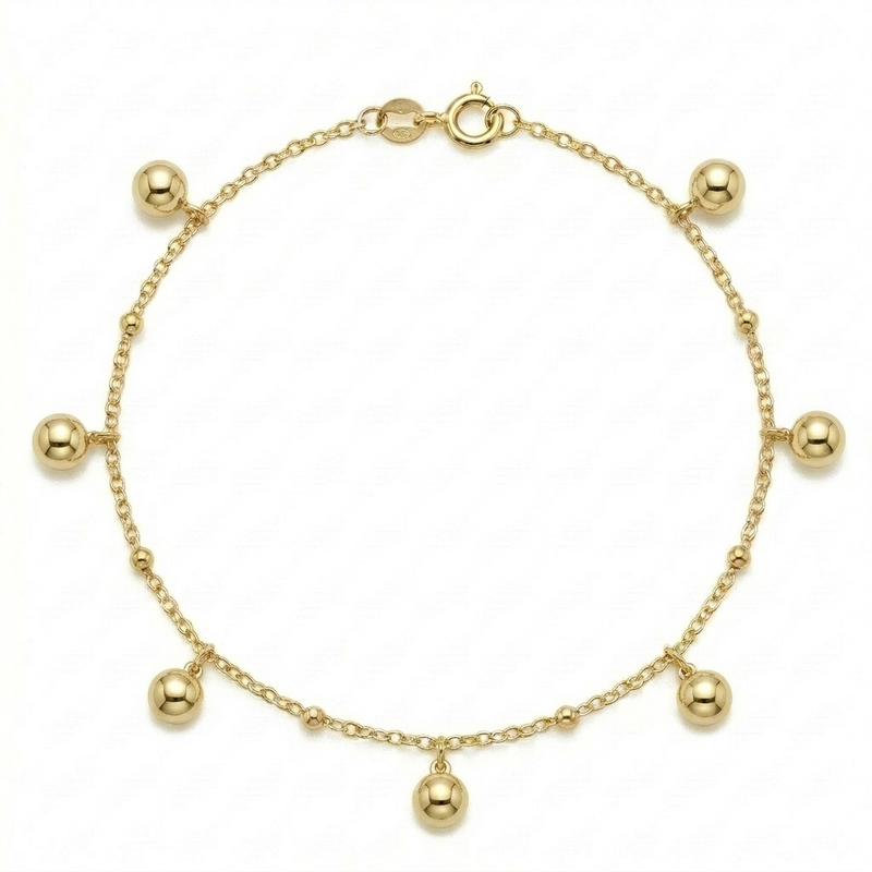 18k Gold Small & Big Ball Anklet - Anklet - Embellish Gold Jewelry & Diamond