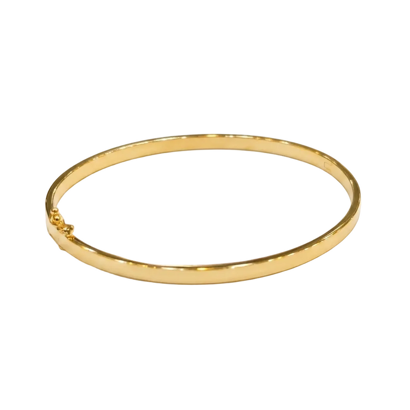 18k Gold Plain Flat Bangle - 18k Gold Bangle - Embellish Gold Jewelry & Diamond