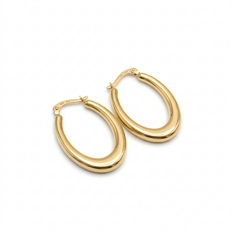 18k Gold Sexy Oval Loop Earrings - 18k Gold Earrings - Embellish Gold Jewelry & Diamond