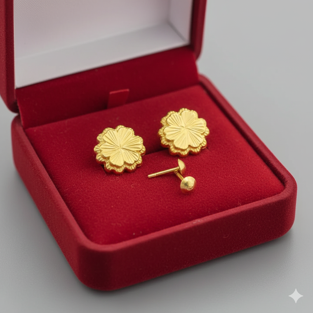 18K Real Gold CoCo Flower Earrings