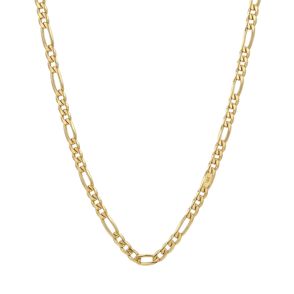 18k Gold Figaro Style Chain - 18k Gold Chain - Embellish Gold Jewelry & Diamond