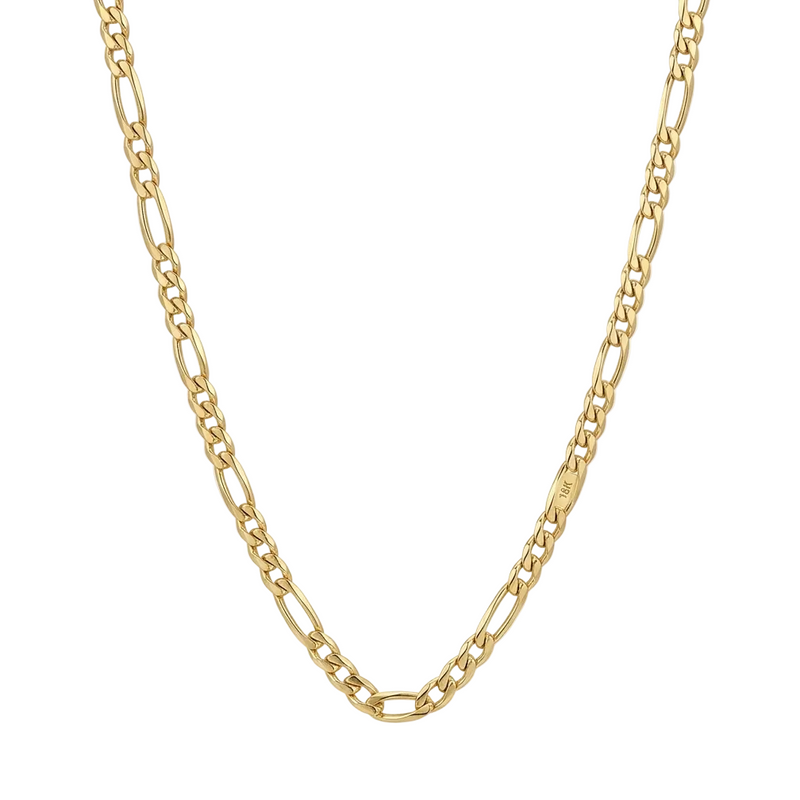 18k Gold Figaro Style Chain - 18k Gold Chain - Embellish Gold Jewelry & Diamond