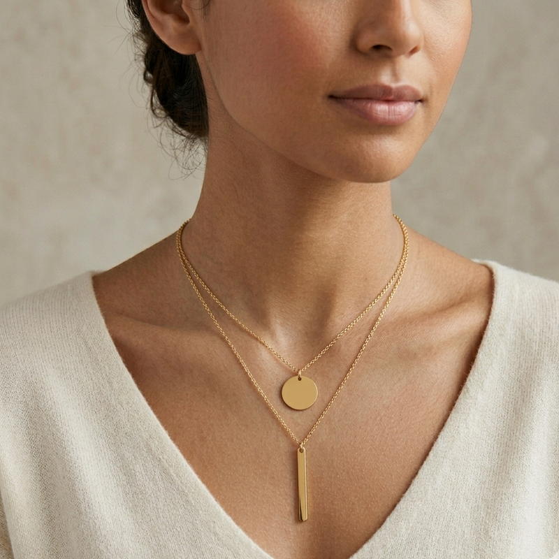 18k Gold 2 Pendant Design Necklace - Products - Embellish Gold Jewelry & Diamond