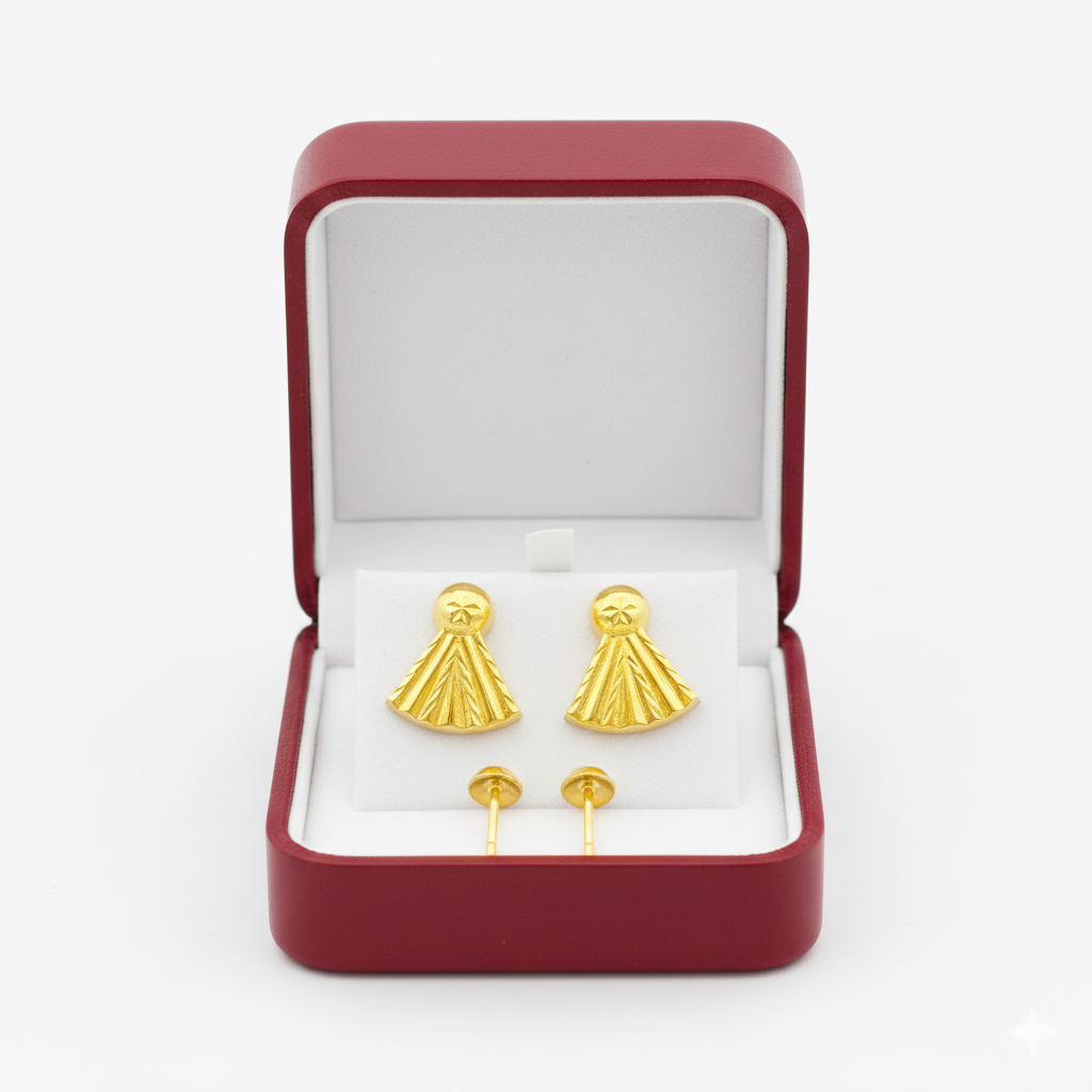 18K Real Gold Ribbon Earrings