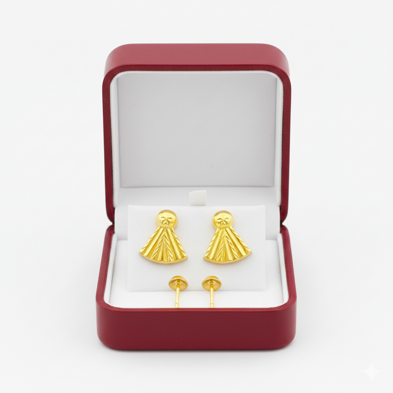 18K Real Gold Ribbon Earrings - 18k Gold Earrings - Embellish Gold