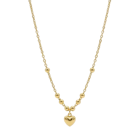 18k Gold Heart with Ball  Necklace - ad collection - Embellish Gold Jewelry & Diamond