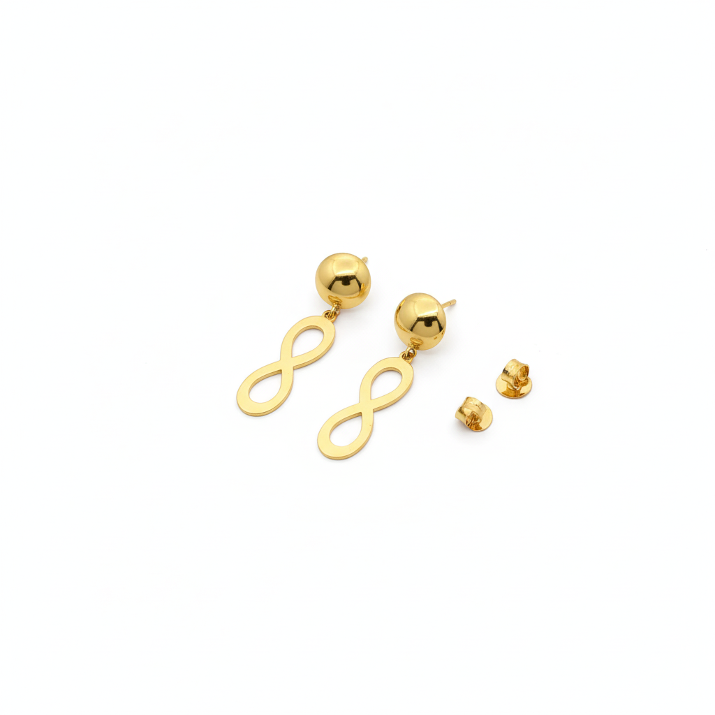 18K Real Gold Infinity Earrings