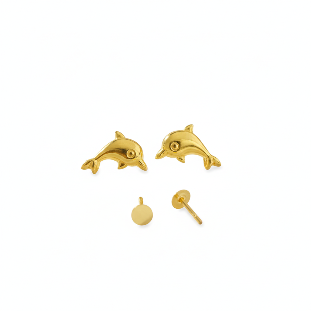 18K Real Gold Dolphine Earrings - 18k Gold Earrings - Embellish Gold