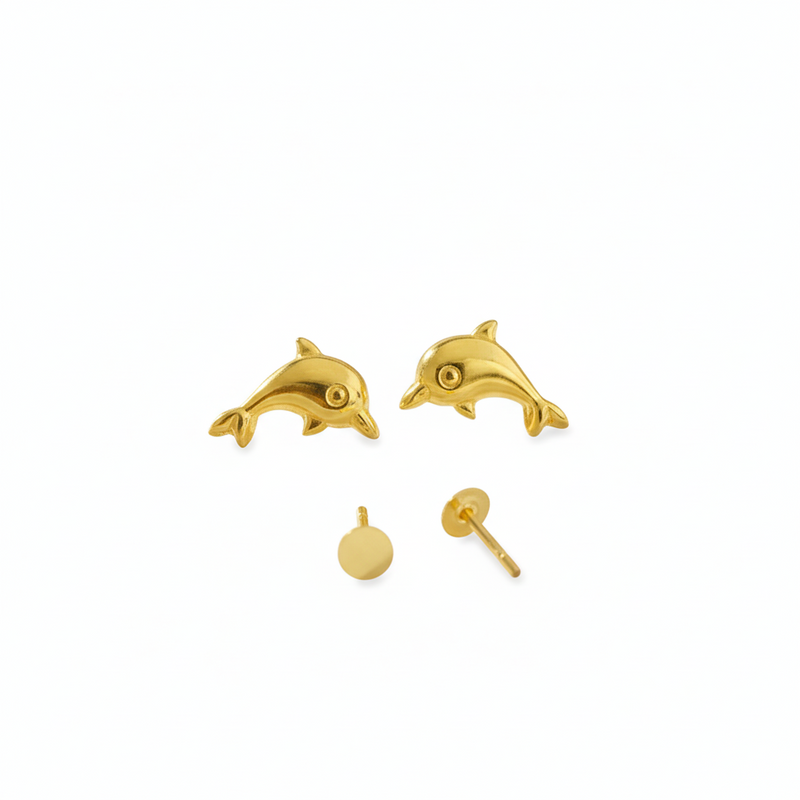 18K Real Gold Dolphine Earrings - 18k Gold Earrings - Embellish Gold