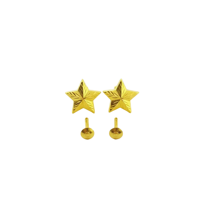 18K Real Gold Super Star Earrings - 18k Gold Earrings - Embellish Gold