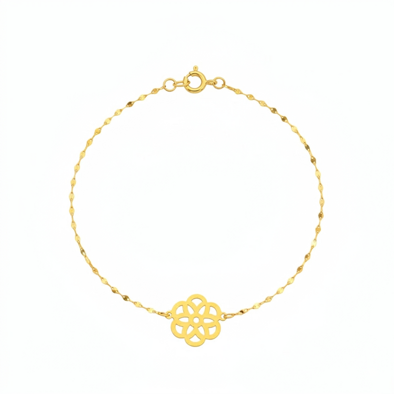 18K Real Gold Flower with Mirror Chain Bracelet - ad collection - Embellish Gold