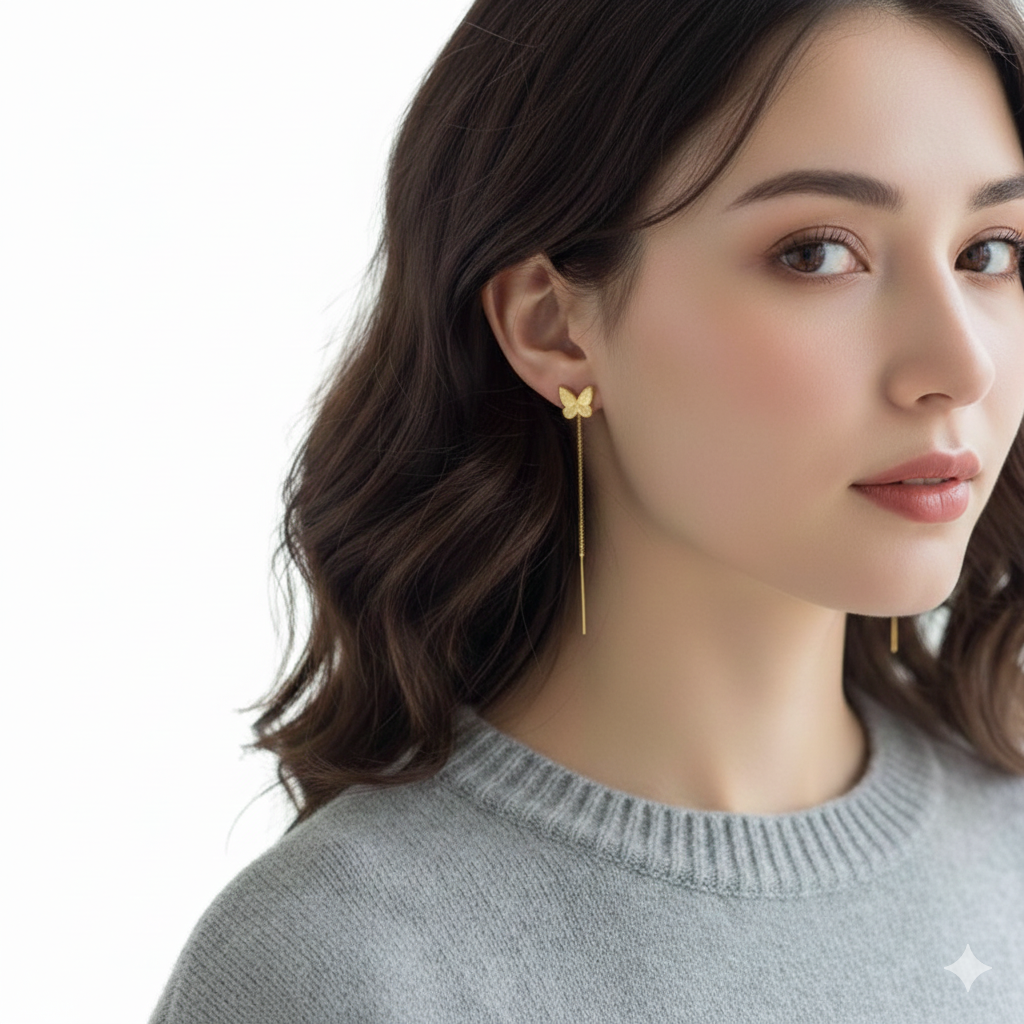 18k Gold Butterfly 1 Tictac Earrings