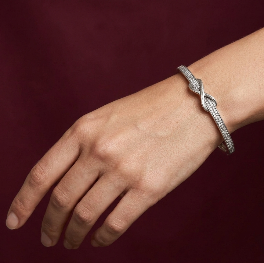 925 Silver Infinity Bangle - 925 Silver Bangle - Embellish Gold Jewelry & Diamond