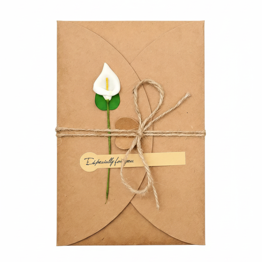 Greeting Card with Dried Flower - Packaging Addons - Embellish Gold Jewelry & Diamond