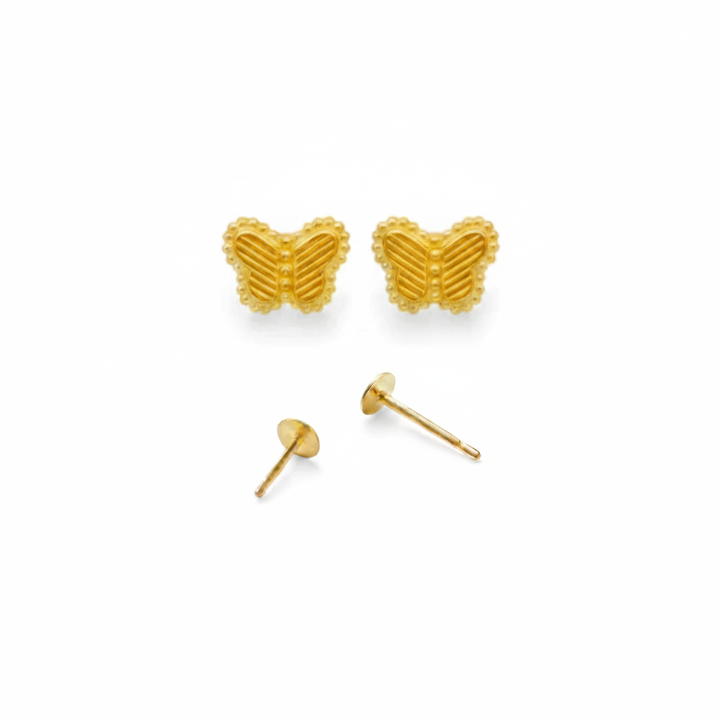 18K Real Gold Butterfly Field Earrings - 18k Gold Earrings - Embellish Gold