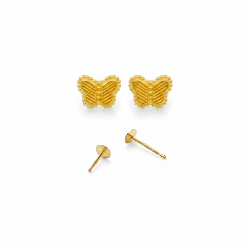 18K Real Gold Butterfly Field Earrings - 18k Gold Earrings - Embellish Gold