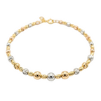 Bracelet with gold and silver beads on a white background