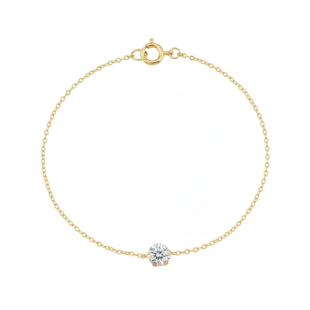 سوار من حجر الزركون الأبيض الواحد من الذهب الحقيقي عيار 18 قيراط - إطلاق جديد - Embellish Gold Jewelry & Diamond
