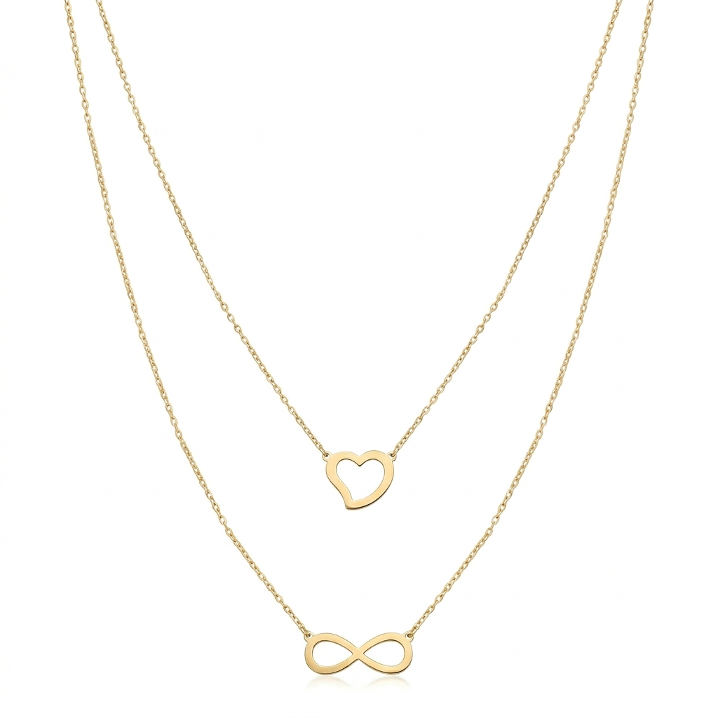 18k Gold Infinity with Heart Necklace 2 - 18k Gold Necklace - Embellish Gold Jewelry & Diamond