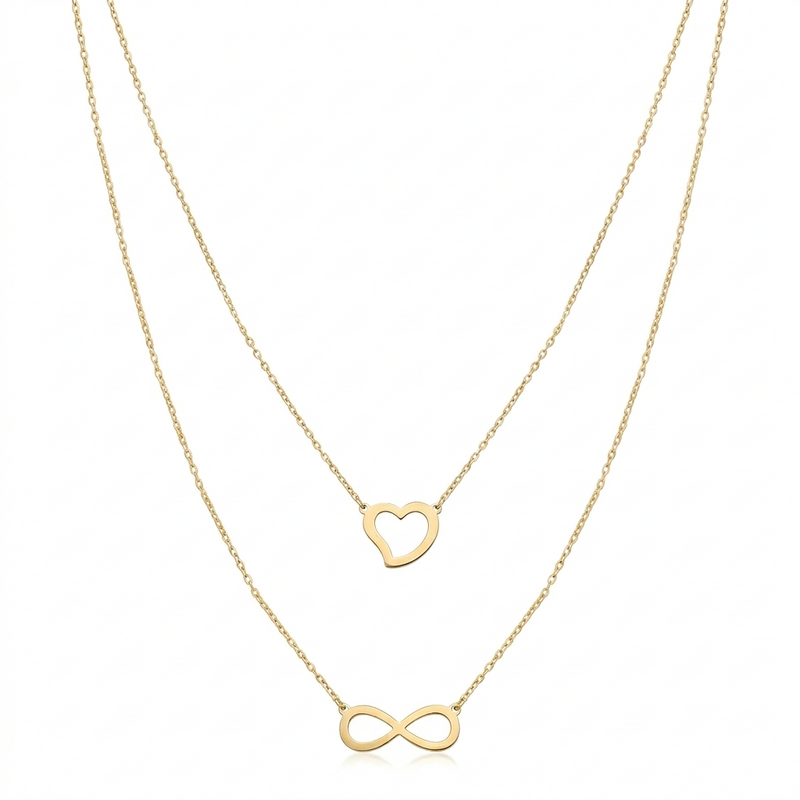 18k Gold Infinity with Heart Necklace 2 - 18k Gold Necklace - Embellish Gold Jewelry & Diamond