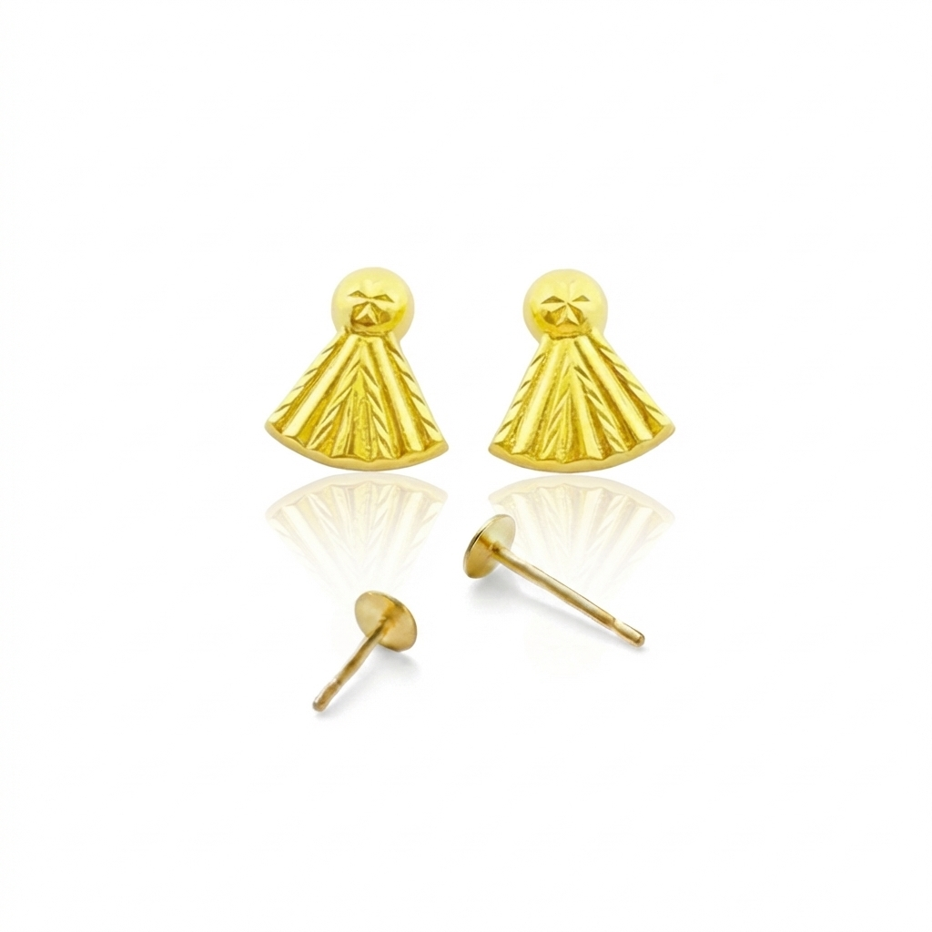 18K Real Gold Ribbon Earrings