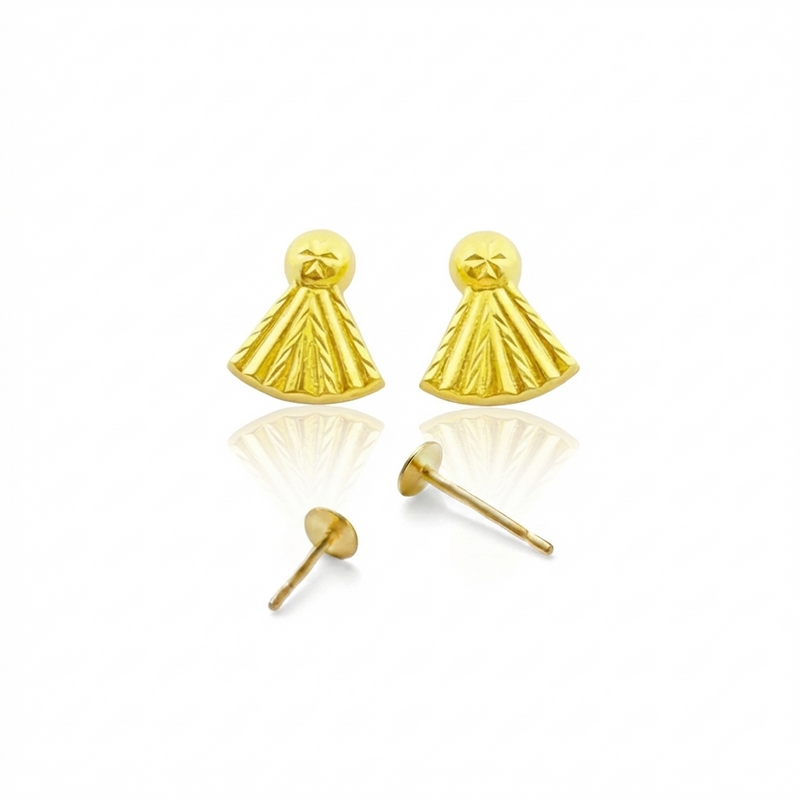18K Real Gold Ribbon Earrings - 18k Gold Earrings - Embellish Gold