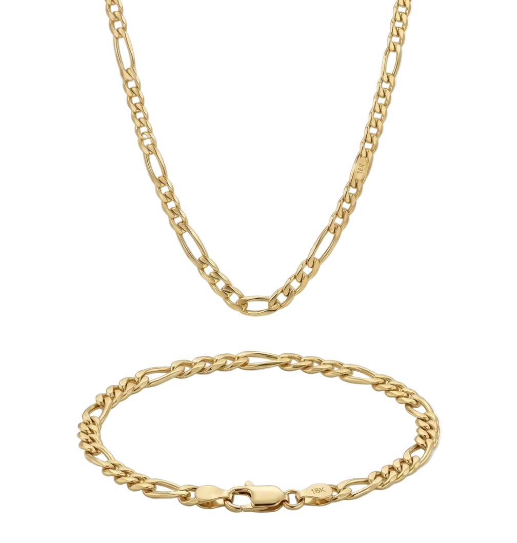 18k Gold Figaro Style Chain - 18k Gold Chain - Embellish Gold Jewelry & Diamond