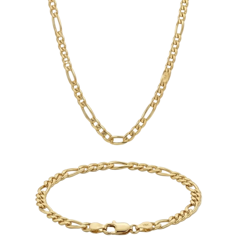 18k Gold Figaro Style Chain - 18k Gold Chain - Embellish Gold Jewelry & Diamond