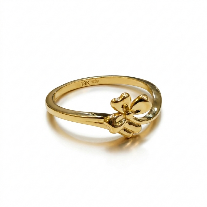18k Gold Three Petal Ring - 18k Gold Ring - Embellish Gold Jewelry & Diamond