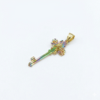 18k Gold Flower Line Key Pendant
