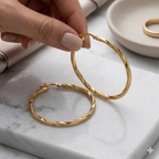 18k Gold Twisted Loop Earrings